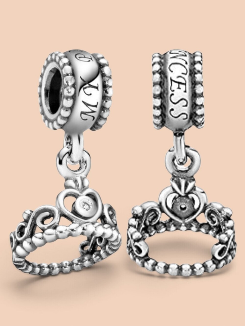 PANDORA Sterling Silver My Princess Dangle Charm With Clear CZ Retired